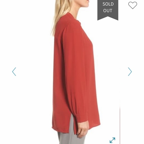 Eileen Fisher Silk Split Neck Blouse - Picture 3 of 10
